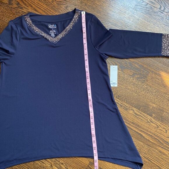 NWT Croft & Barrow Navy Blue Dazzle Blouse - Size Small - Picture 6 of 7
